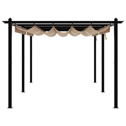 Gazebo da Giardino con Tetto Retrattile Tortora 3x6 m Alluminio