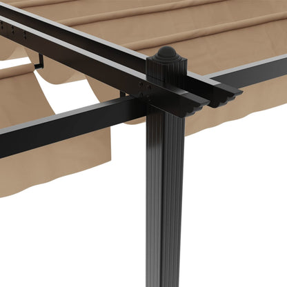 Gazebo da Giardino con Tetto Retrattile Tortora 3x6 m Alluminio