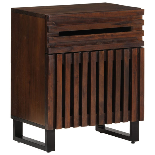 Comodino Marrone 50x34x60 cm in Legno Massello di Mango
