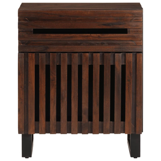 Comodino Marrone 50x34x60 cm in Legno Massello di Mango