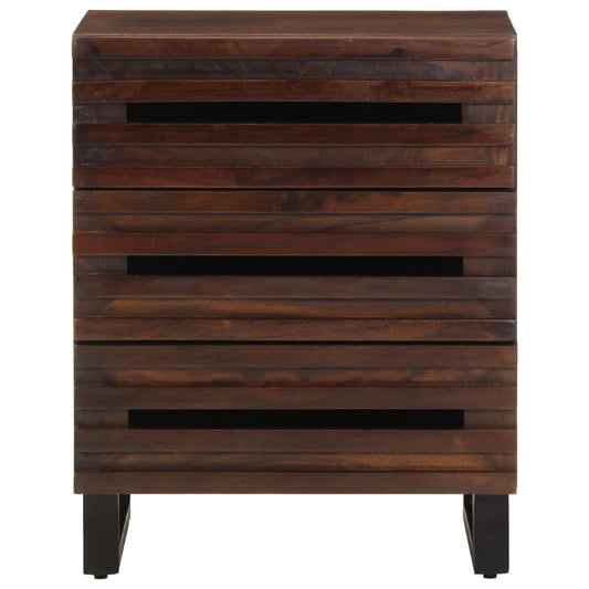 Comodino Marrone 50x34x62 cm in Legno Massello di Mango