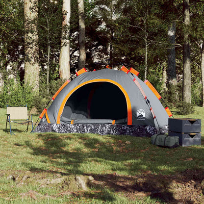 Tenda Campeggio 4 Persone Grigio e Arancione a Rilascio Rapido