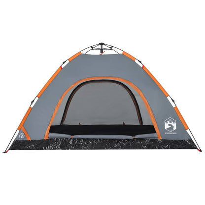 Tenda Campeggio 4 Persone Grigio e Arancione a Rilascio Rapido