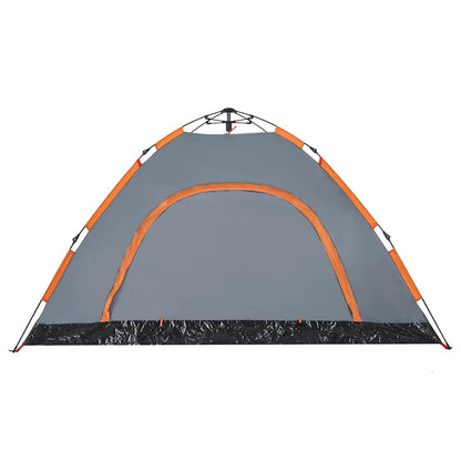 Tenda Campeggio 4 Persone Grigio e Arancione a Rilascio Rapido