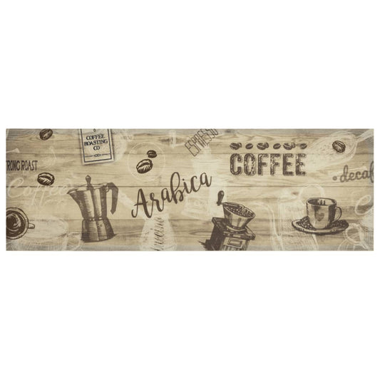 Tappeto da Cucina Lavabile Marrone Caffè 60x180 cm in Velluto
