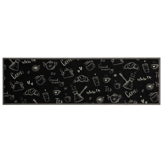 Tappeto da Cucina Lavabile Nero Mattutino 45x150 cm in Velluto