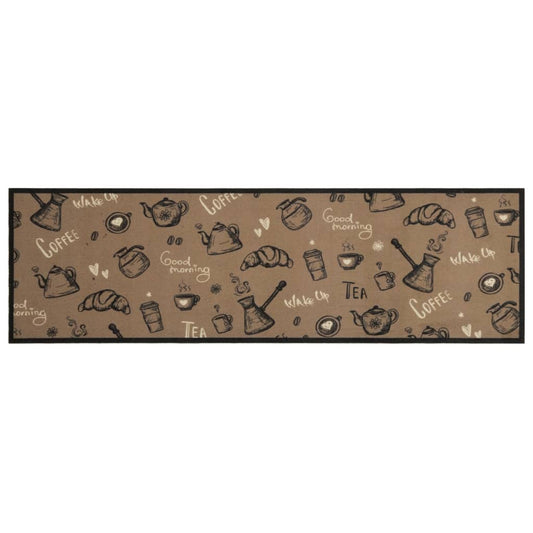 Tappeto da Cucina Lavabile Marrone Mattutino 45x150 cm Velluto
