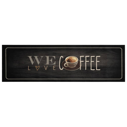 Tappeto da Cucina Lavabile Testo Caffè 45x150 cm in Velluto