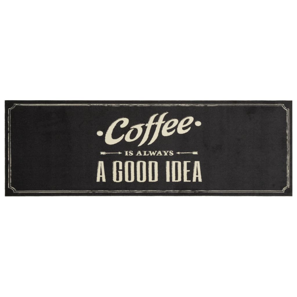 Tappeto da Cucina Lavabile Testo Caffè 60x180 cm in Velluto