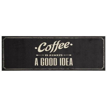 Tappeto da Cucina Lavabile Testo Caffè 60x180 cm in Velluto