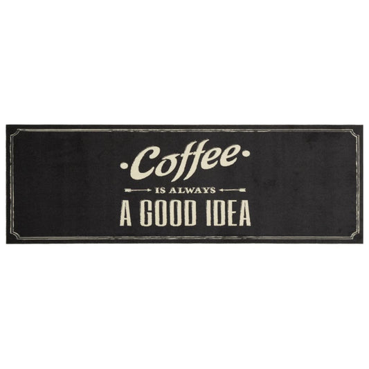 Tappeto da Cucina Lavabile Testo Caffè 60x180 cm in Velluto