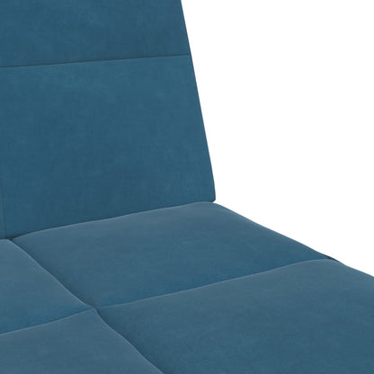 Divano Letto 2 Posti con Poggiapiedi Blu in Velluto