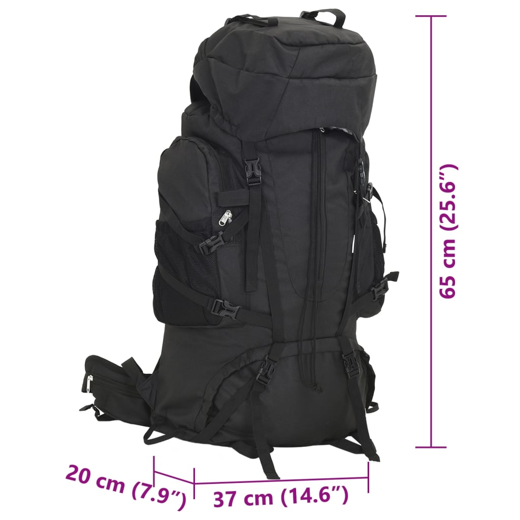 Zaino da Trekking Nero 60 L in Tessuto Oxford