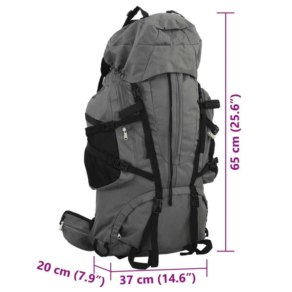 Zaino da Trekking Grigio 60 L in Tessuto Oxford