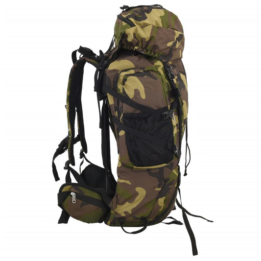 Zaino da Trekking Verde Mimetico 60 L in Tessuto Oxford