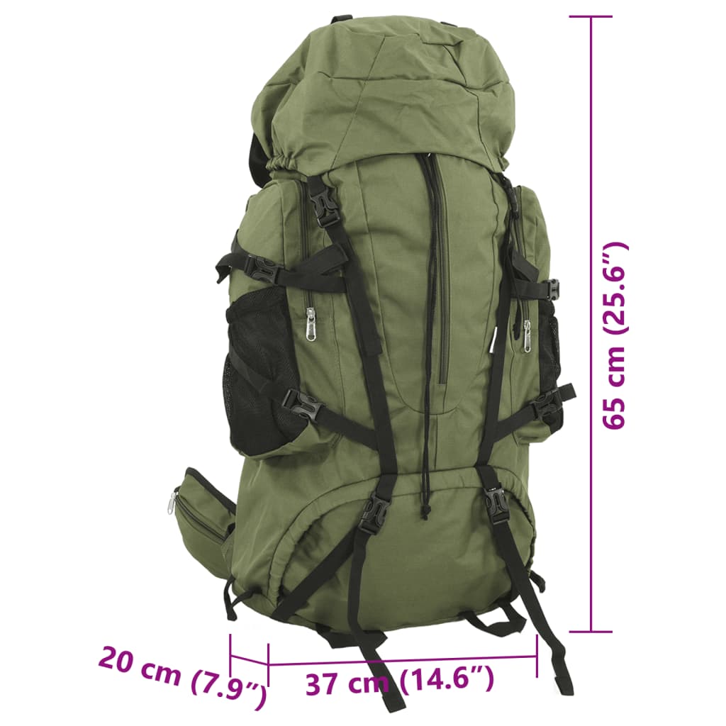 Zaino da Trekking Verde Militare 60 L in Tessuto Oxford