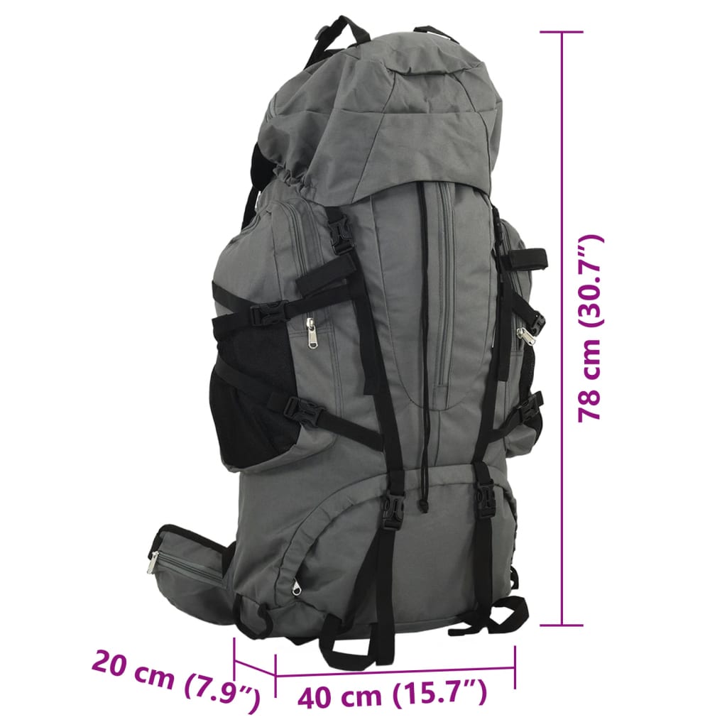 Zaino da Trekking Grigio 80 L in Tessuto Oxford