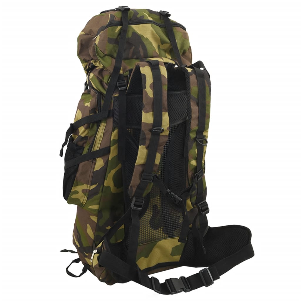 Zaino da Trekking Verde Mimetico 80 L in Tessuto Oxford