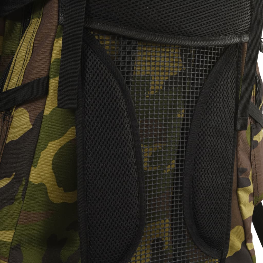 Zaino da Trekking Verde Mimetico 80 L in Tessuto Oxford