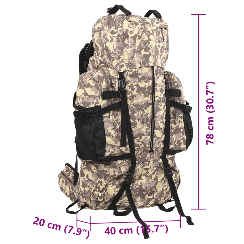 Zaino da Trekking Cammello Mimetico 80 L in Tessuto Oxford