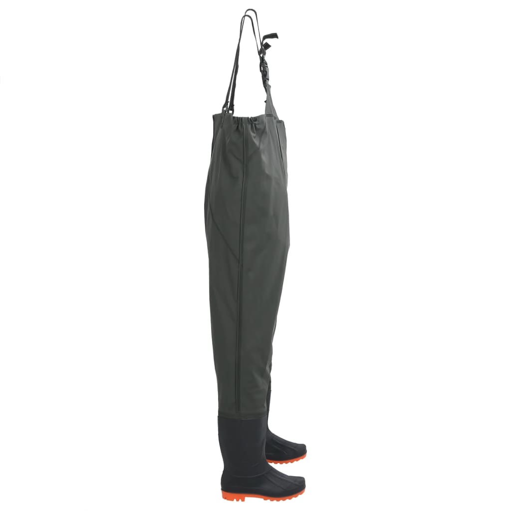 Wader da Pesca con Pettorina e Stivali Verde Scuro Taglia 40