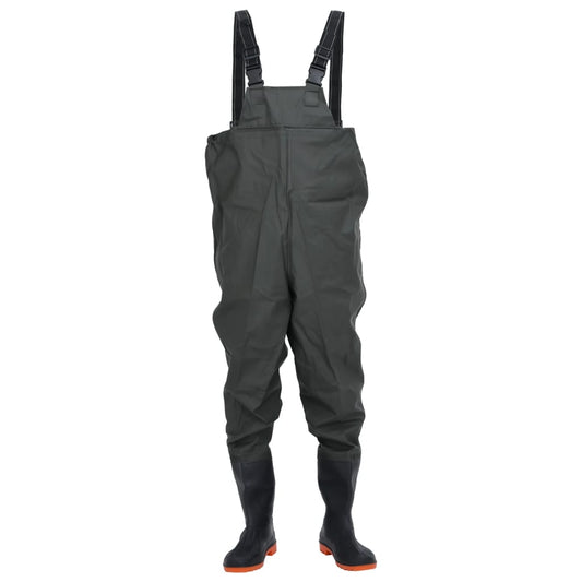 Wader da Pesca con Pettorina e Stivali Verde Scuro Taglia 45