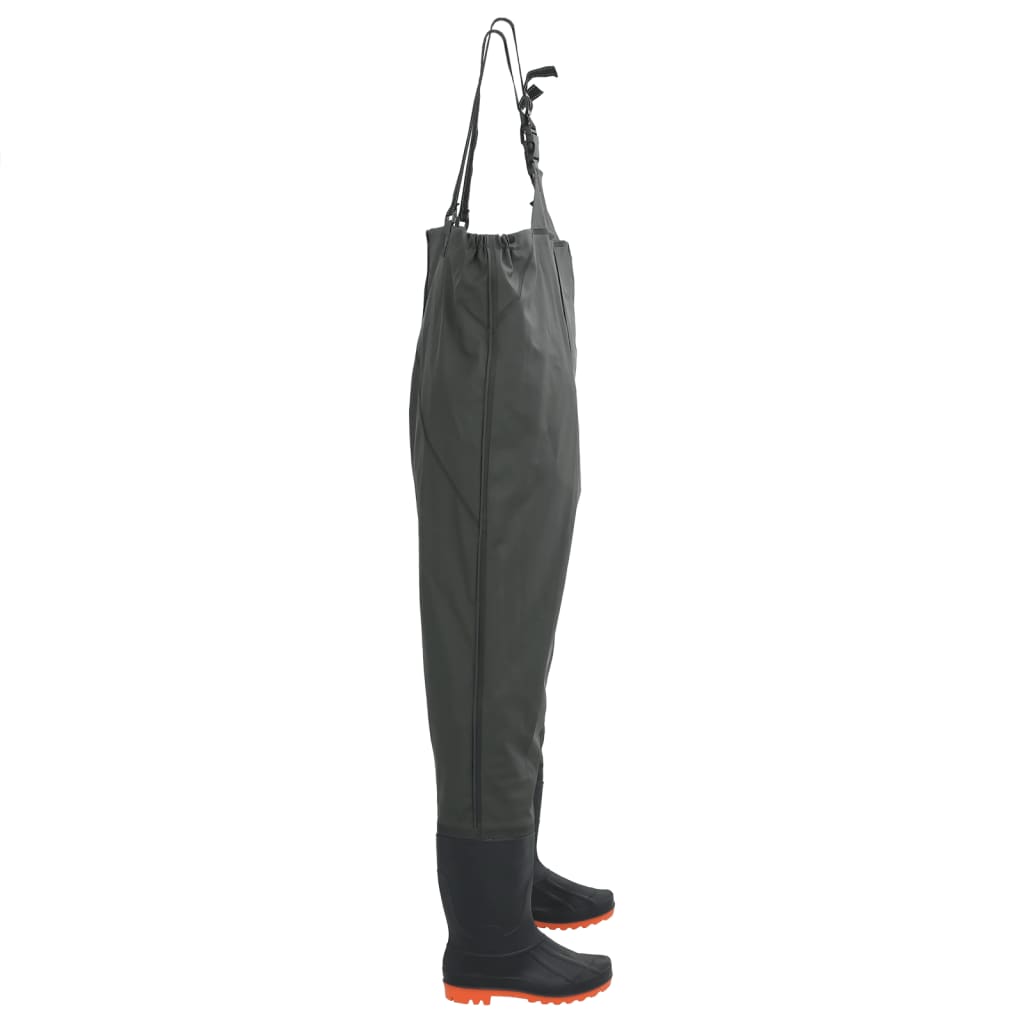 Wader da Pesca con Pettorina e Stivali Verde Scuro Taglia 45