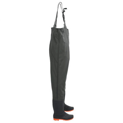 Wader da Pesca con Pettorina e Stivali Verde Scuro Taglia 45