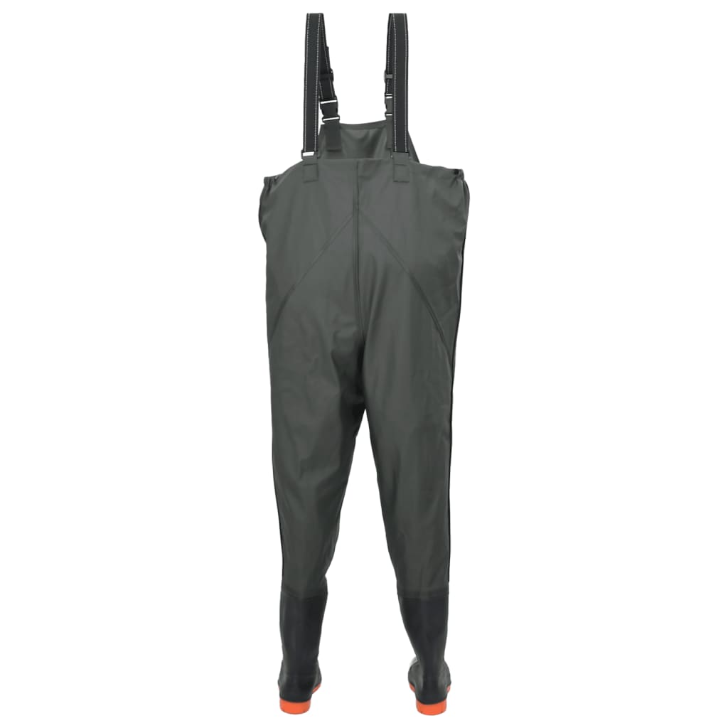 Wader da Pesca con Pettorina e Stivali Verde Scuro Taglia 45