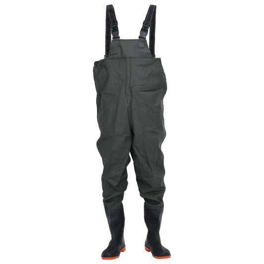 Wader da Pesca con Pettorina e Stivali Verde Scuro Taglia 46