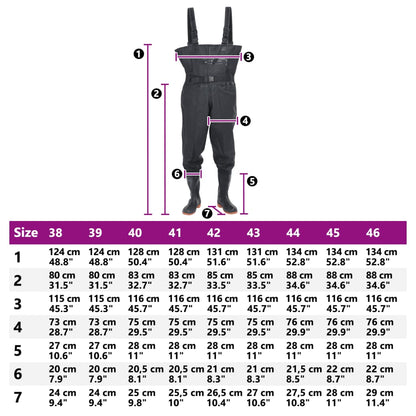 Wader con Stivali e Cintura Nero Taglia 43