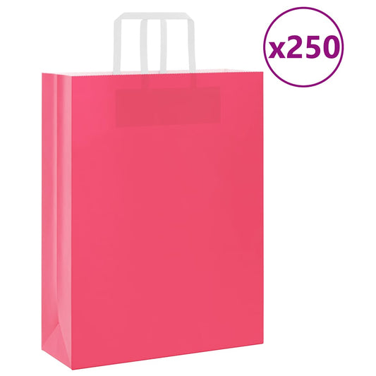 Sacchetti di Carta 250 pz con Manici Rosa 32x12x42 cm