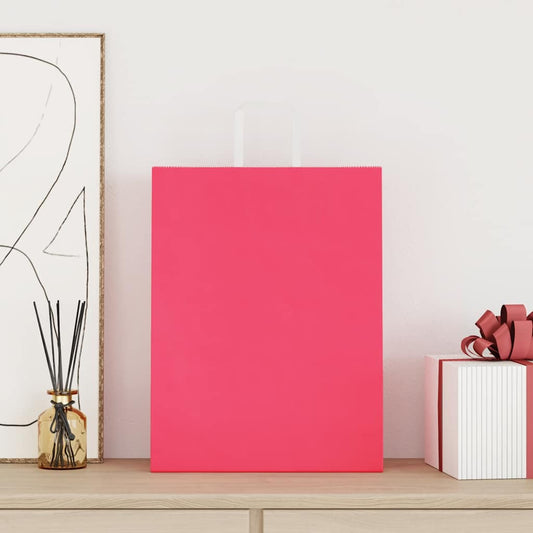 Sacchetti di Carta 250 pz con Manici Rosa 32x12x42 cm