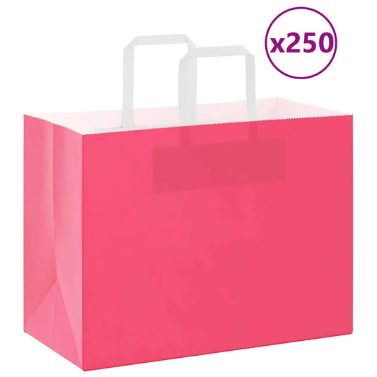 Sacchetti di Carta 250 pz con Manici Rosa 32x17x25 cm