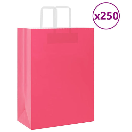 Sacchetti di Carta 250 pz con Manici Rosa 32x17x44 cm