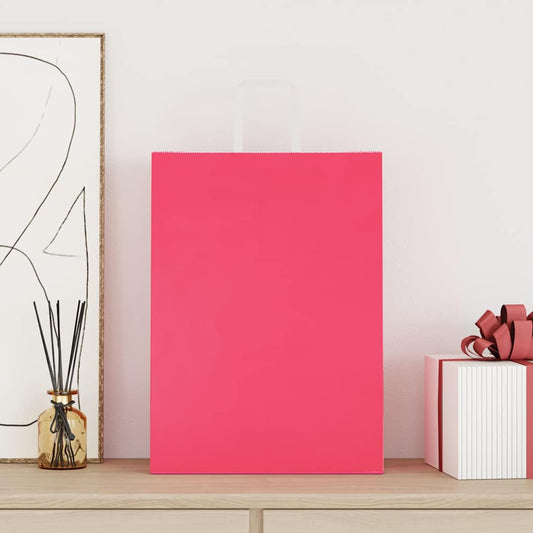 Sacchetti di Carta 250 pz con Manici Rosa 32x17x44 cm