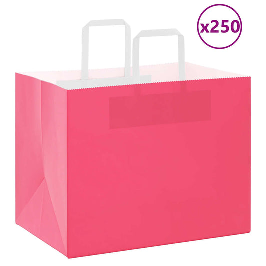 Sacchetti di Carta 250 pz con Manici Rosa 32x22x24 cm