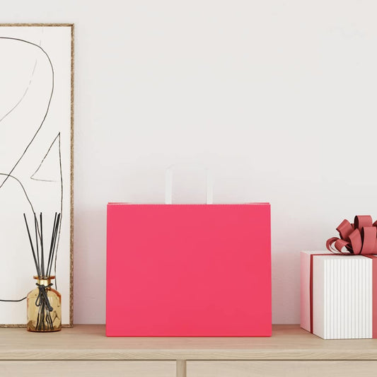 Sacchetti di Carta 250 pz con Manici Rosa 32x22x24 cm