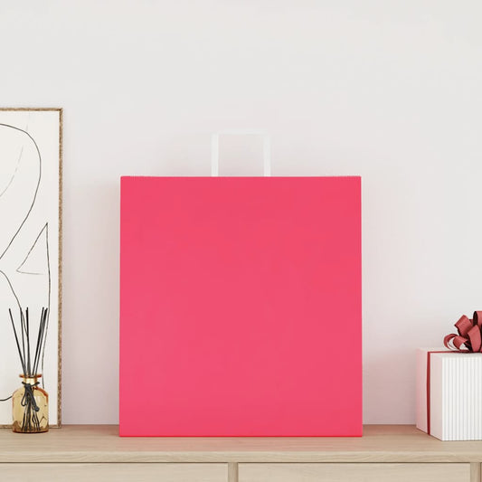 Sacchetti di Carta 250 pz con Manici Rosa 45x17x48 cm