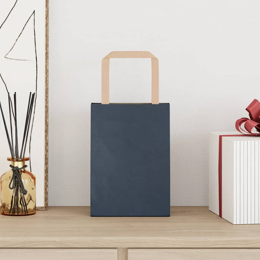 Sacchetti di Carta 50 pz con Manici Blu 15x8x21 cm