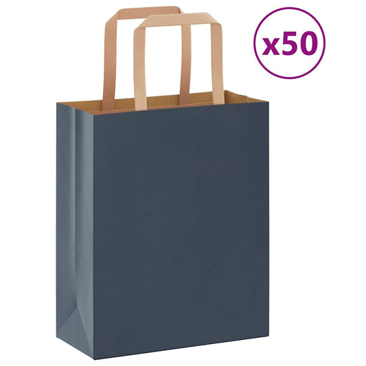 Sacchetti di Carta 50 pz con Manici Blu 18x8x22 cm