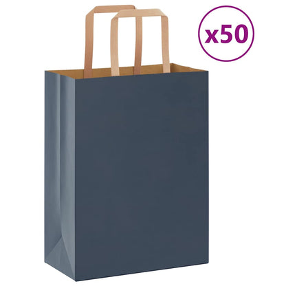 Sacchetti di Carta 50 pz con Manici Blu 21x11x28 cm
