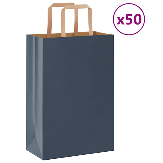 Sacchetti di Carta 50 pz con Manici Blu 21x11x31 cm