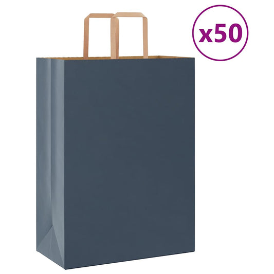 Sacchetti di Carta 50 pz con Manici Blu 32x17x44 cm