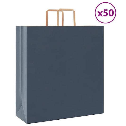 Sacchetti di Carta 50 pz con Manici Blu 45x17x48 cm