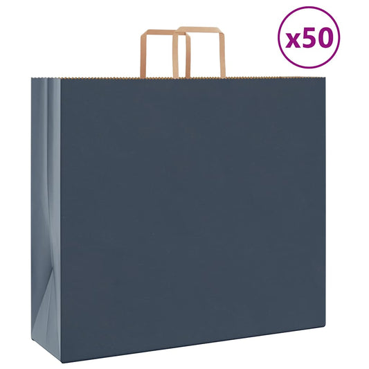 Sacchetti di Carta 50 pz con Manici Blu 54x15x49 cm