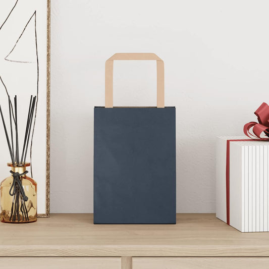 Sacchetti di Carta 250 pz con Manici Blu 15x8x21 cm