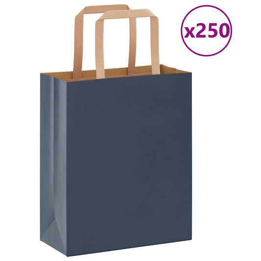 Sacchetti di Carta 250 pz con Manici Blu 18x8x22 cm