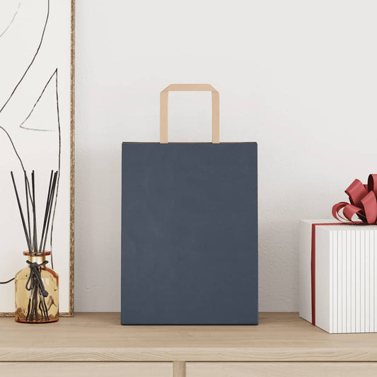 Sacchetti di Carta 250 pz con Manici Blu 21x11x28 cm