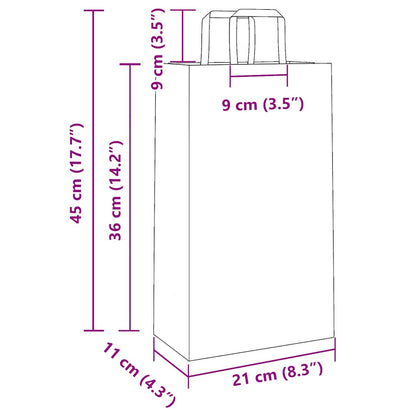 Sacchetti di Carta 250 pz con Manici Blu 21x11x36 cm